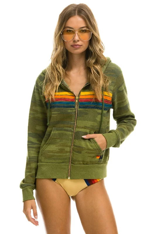 5 STRIPE HOODIE - CAMO Hoodie with Cropped Fit Short Trendy