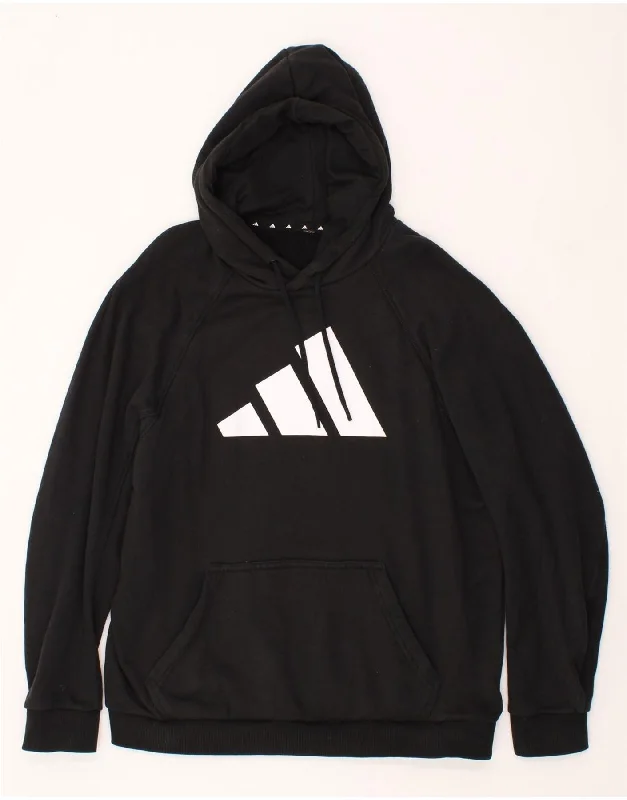 ADIDAS Mens Graphic Hoodie Jumper Large Black Hoodie with Pocket Utility Practical
