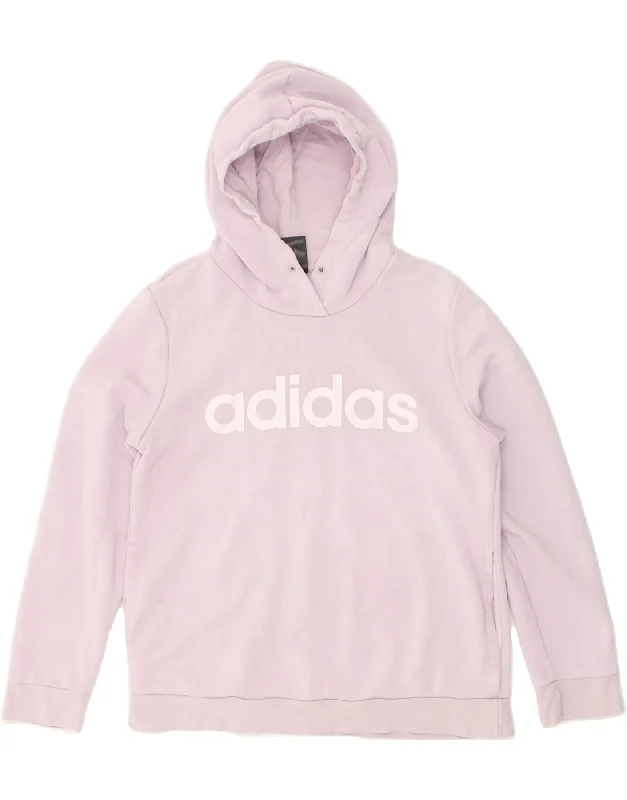 ADIDAS Womens Graphic Hoodie Jumper UK 16/18 Large Purple Cotton Hoodie with Hem Ribbing Snug Secure ADIDAS Womens Graphic Hoodie Jumper UK 16/18 Large Purple Cotton Hoodie with Hem Ribbing Snug Secure