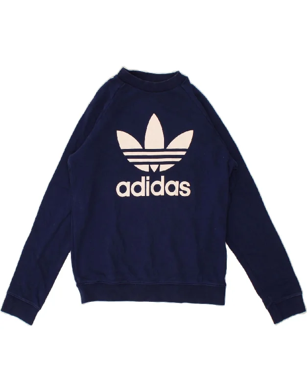 ADIDAS Womens Graphic Sweatshirt Jumper UK 12 Medium Navy Blue Cotton Hoodie Sweatshirt Pullover ADIDAS Womens Graphic Sweatshirt Jumper UK 12 Medium Navy Blue Cotton Hoodie Sweatshirt Pullover