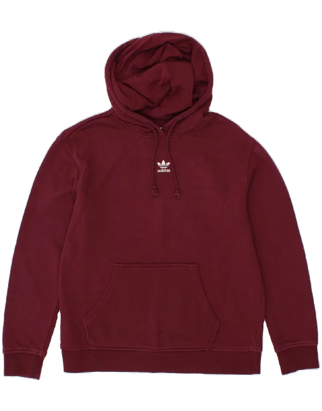 ADIDAS Womens Hoodie Jumper UK 12 Medium Maroon Cotton Hoodie with Hem Elastic Stretchable Comfortable ADIDAS Womens Hoodie Jumper UK 12 Medium Maroon Cotton Hoodie with Hem Elastic Stretchable Comfortable