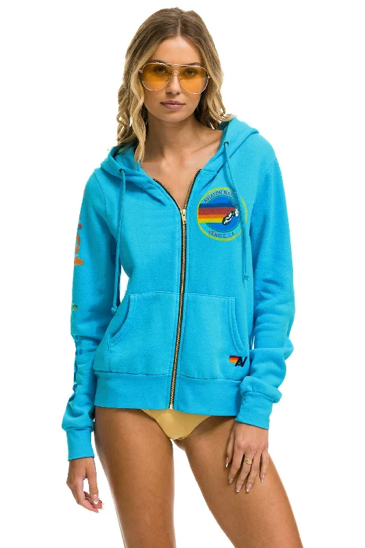 AVIATOR NATION HOODIE - NEON BLUE Hoodie with Turtle Neck Cozy Winter