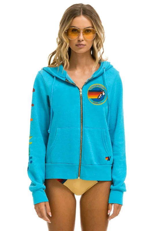 AVIATOR NATION MIAMI HOODIE - NEON BLUE Hoodie with Ribbed Cuffs Snug Fit Comfort