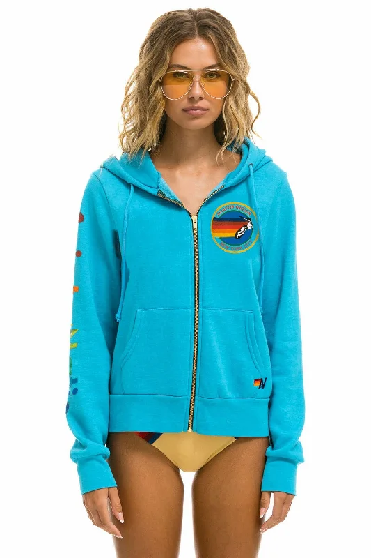 AVIATOR NATION NEW YORK CITY HOODIE - NEON BLUE Hoodie with Metallic Shiny Futuristic AVIATOR NATION NEW YORK CITY HOODIE - NEON BLUE Hoodie with Metallic Shiny Futuristic