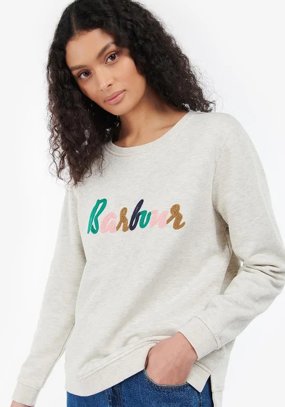 Barbour Womens Blyth Sweatshirt, Cloud Marl Hoodie with Crew Neck Simple Timeless