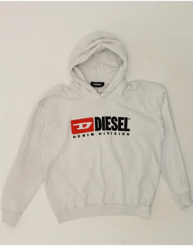 DIESEL Mens Graphic Hoodie Jumper Medium White Cotton Hoodie with Frayed Bohemian Relaxed DIESEL Mens Graphic Hoodie Jumper Medium White Cotton Hoodie with Frayed Bohemian Relaxed