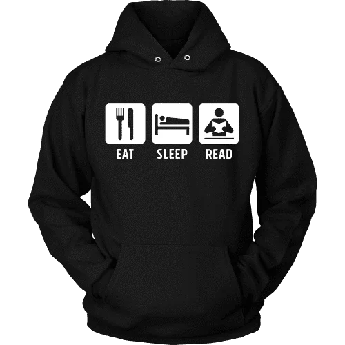 Eat, Sleep, Read Hoodie Hoodie with Mock Neck Collared Structured