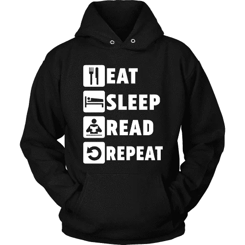 Eat, Sleep, Read, Repeat Hoodie Hoodie with Cuffed Sleeves Snug Secure