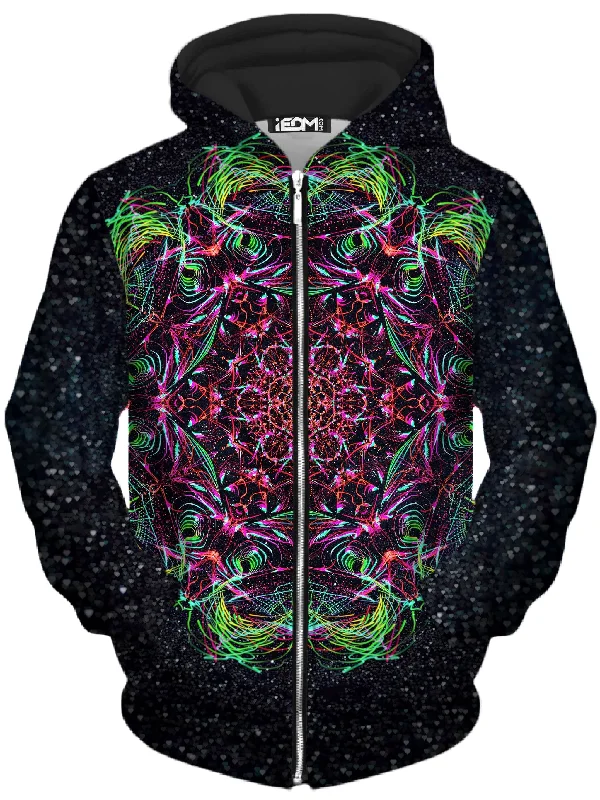 Galactic Portal Unisex Zip-Up Hoodie Hoodie with Strings Custom Fit Adjustable