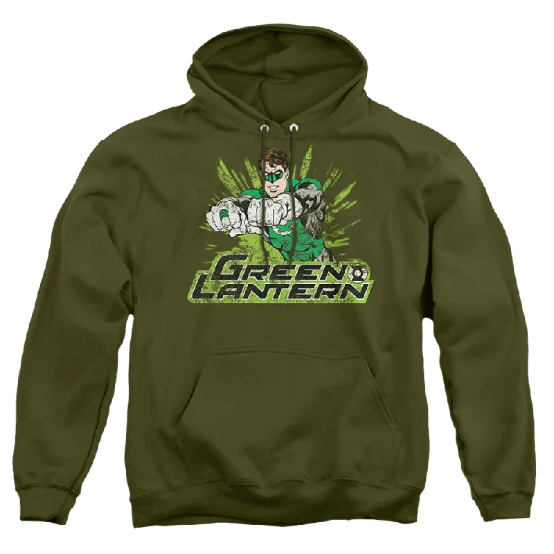 Green Lantern Gl Rough Distress - Pullover Hoodie Flutter Sleeve Feminine