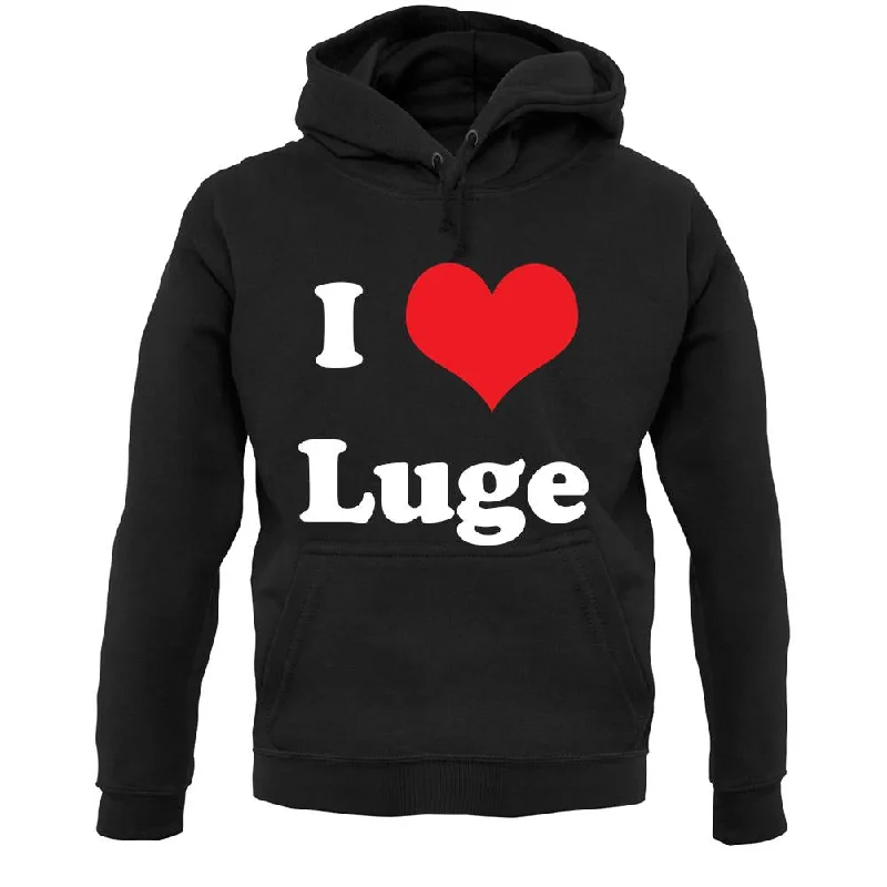 I Love Luge Unisex Hoodie Hoodie with Hem Frayed Vintage Worn