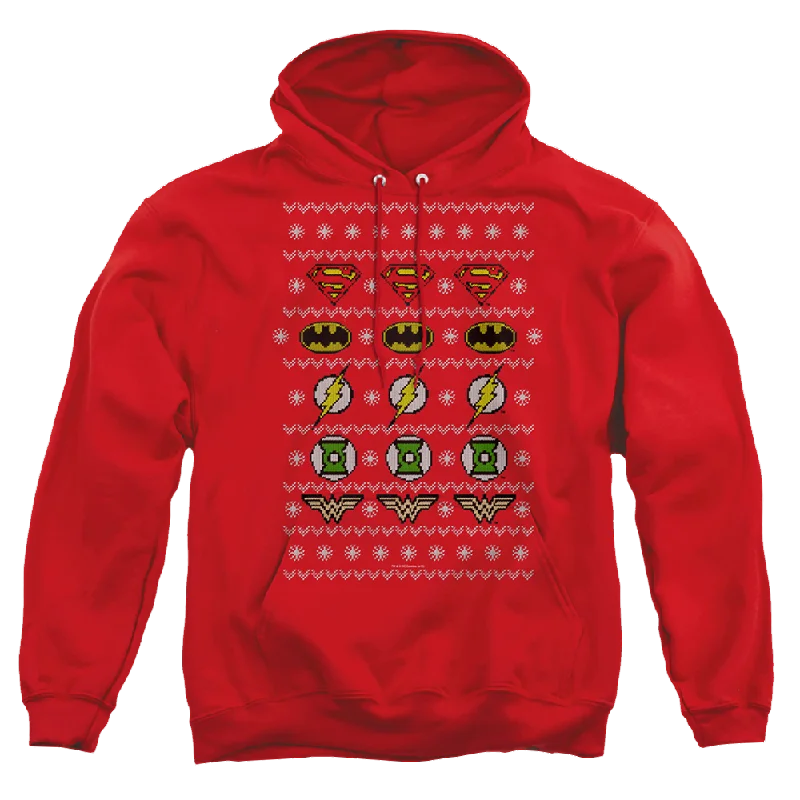 Justice League Justice Shields Christmas Sweater - Pullover Hoodie Hooded Pullover Sweater