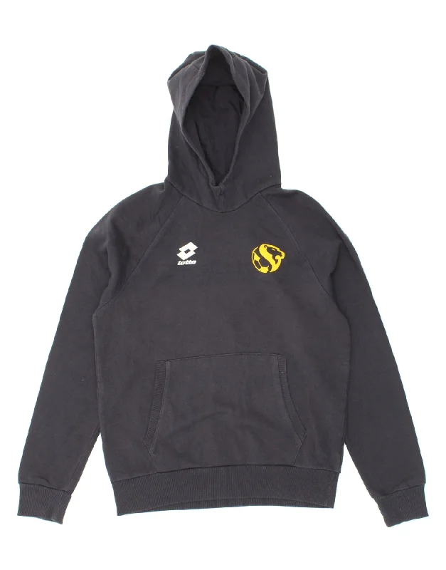 LOTTO Womens Graphic Hoodie Jumper UK 18 XL Navy Blue Cotton Hoodie with Hem Contrast Bold Stylish LOTTO Womens Graphic Hoodie Jumper UK 18 XL Navy Blue Cotton Hoodie with Hem Contrast Bold Stylish