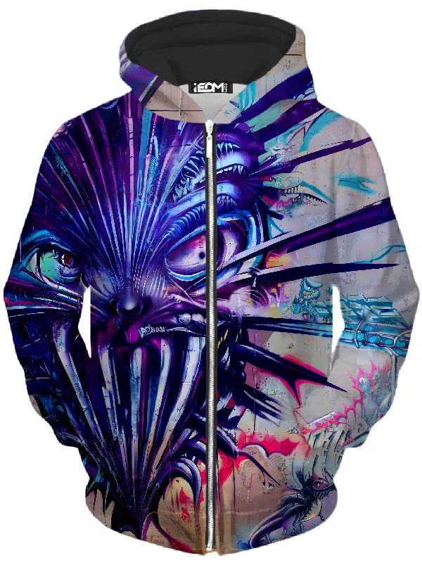 Monday Morning Unisex Zip-Up Hoodie Hoodie with High-Low Hem Asymmetrical Trendy