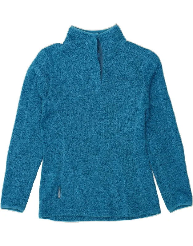MOUNTAIN WAREHOUSE Womens Button Neck Sweatshirt Jumper UK 10 Small Blue Hoodie with Hem Elastic Stretchable Comfortable
