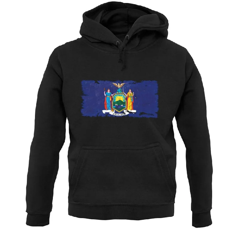 New York Grunge Style Flag Unisex Hoodie Hoodie with Cropped Fit Short Trendy