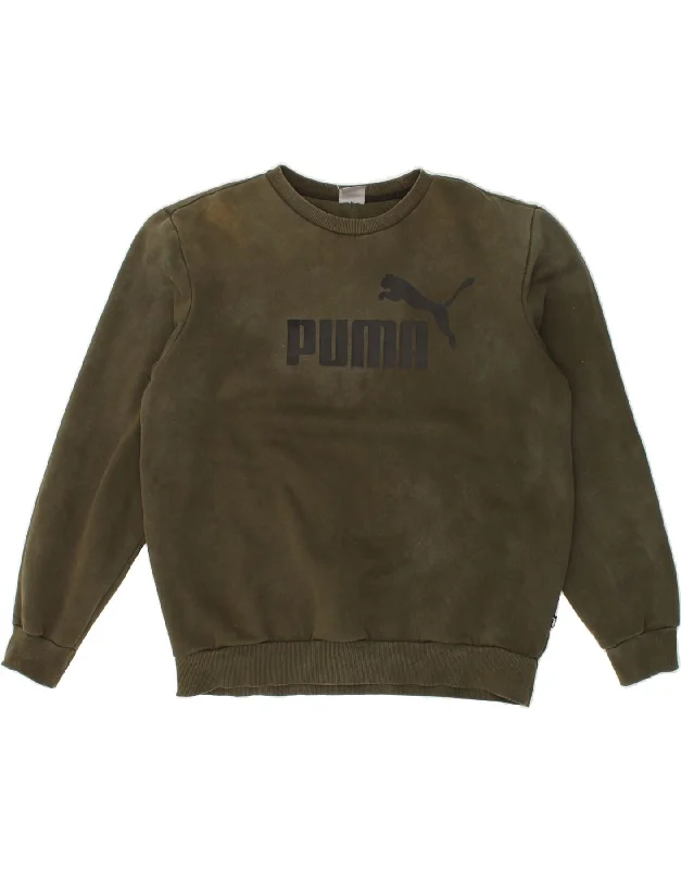 PUMA Mens Graphic Sweatshirt Jumper Large Khaki Cotton Hoodie with Zipper Placket Modern Functional PUMA Mens Graphic Sweatshirt Jumper Large Khaki Cotton Hoodie with Zipper Placket Modern Functional