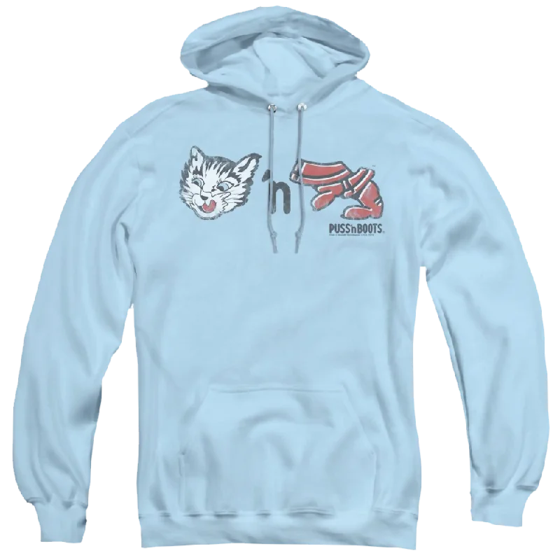 Puss 'N Boots Rebus Logo - Pullover Hoodie Shirred Sleeve Feminine