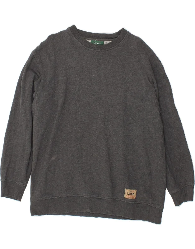 RALPH LAUREN Womens Sweatshirt Jumper UK 16 Large Grey Cotton Hoodie Jacket Zipper Layering