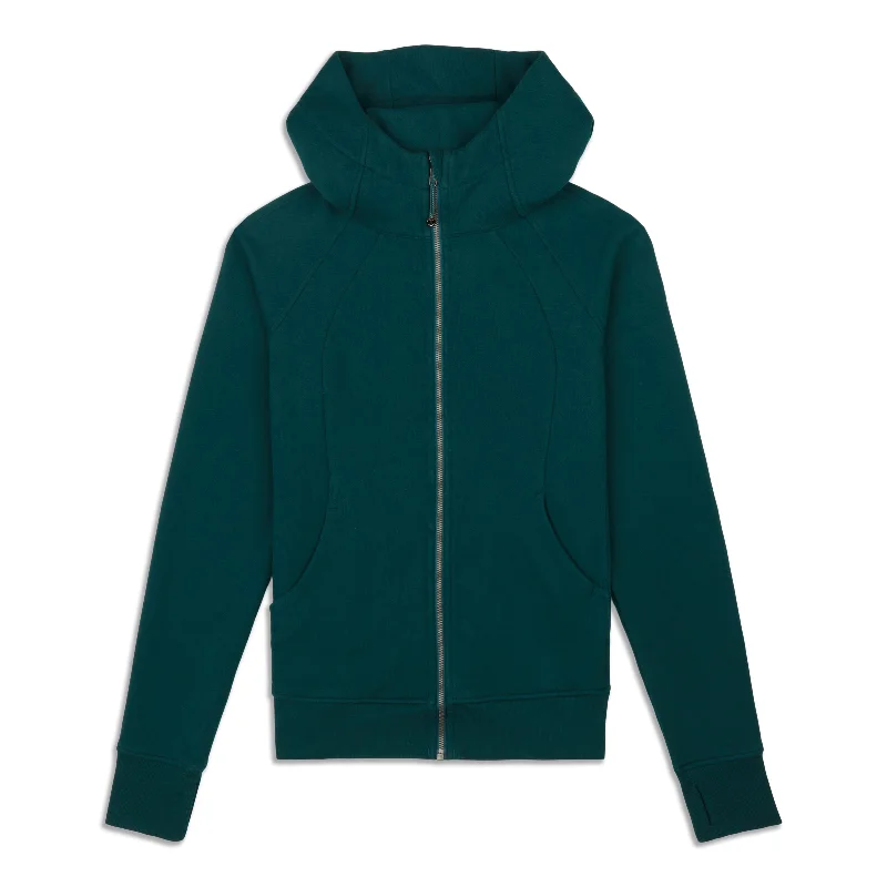 Scuba Full-Zip Hoodie - Resale Hoodie with Hem Lace Feminine Delicate