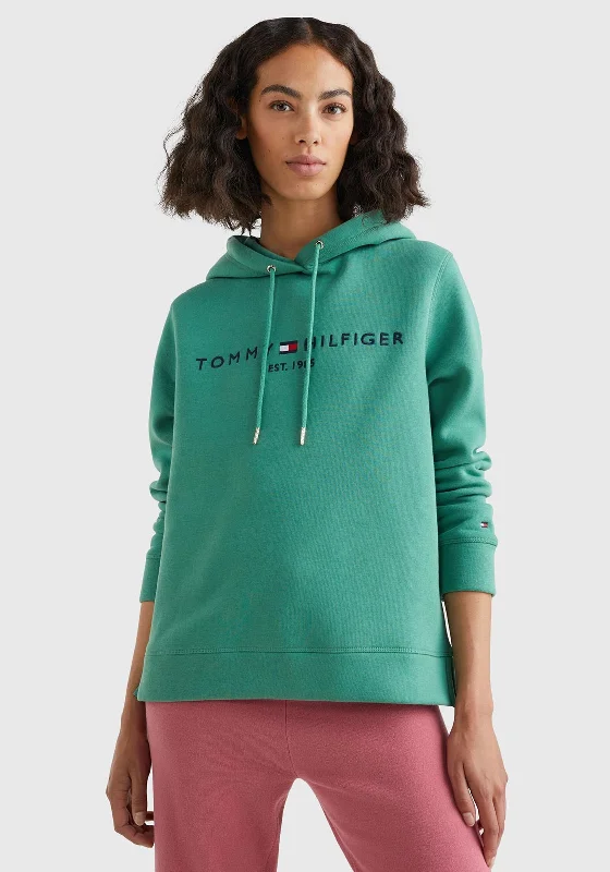 Tommy Hilfiger Womens Logo Hoodie, Central Green Hoodie with Patch Decorative Personalized Tommy Hilfiger Womens Logo Hoodie, Central Green Hoodie with Patch Decorative Personalized