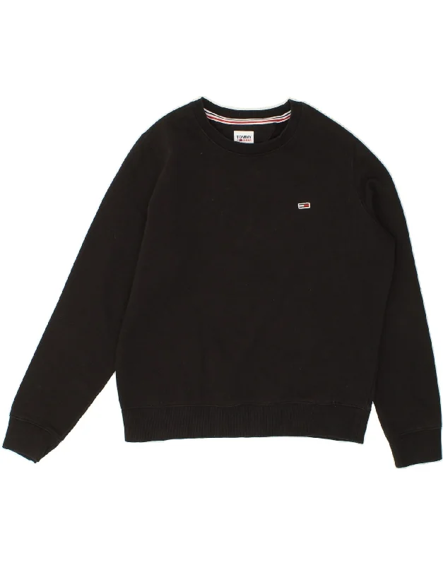TOMMY HILFIGER Womens Sweatshirt Jumper UK 14 Medium Black Cotton Hoodie with Pattern Geometric Abstract TOMMY HILFIGER Womens Sweatshirt Jumper UK 14 Medium Black Cotton Hoodie with Pattern Geometric Abstract