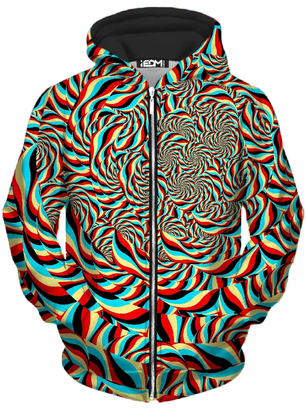 Trippy Swirl Unisex Zip-Up Hoodie Hoodie with Toggle Buttons Decorative Unique