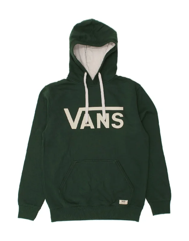 VANS Mens Graphic Hoodie Jumper Small Green Hoodie with Logo Branding Identity