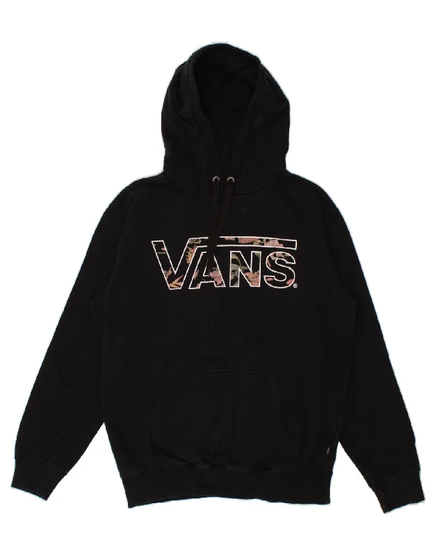 VANS Womens Loose Fit Graphic Hoodie Jumper UK 14 Medium Black Hoodie with Hem Contrast Bold Stylish VANS Womens Loose Fit Graphic Hoodie Jumper UK 14 Medium Black Hoodie with Hem Contrast Bold Stylish