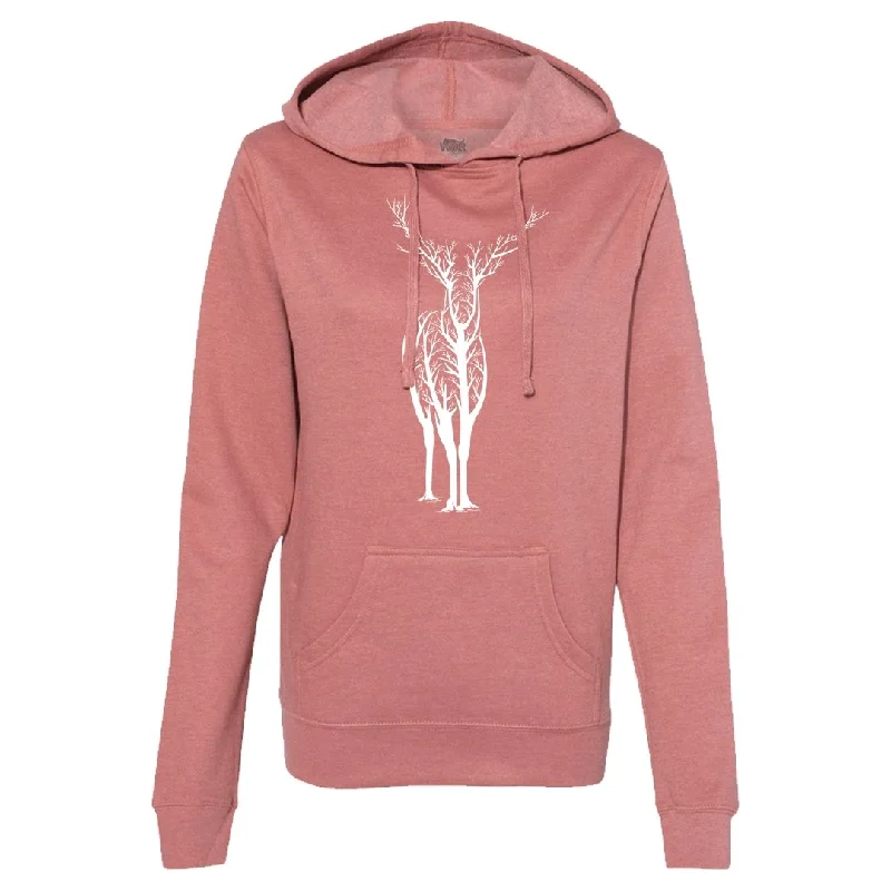 Women's Deer Tree Pullover Hoodie Soft Wool Sweater
