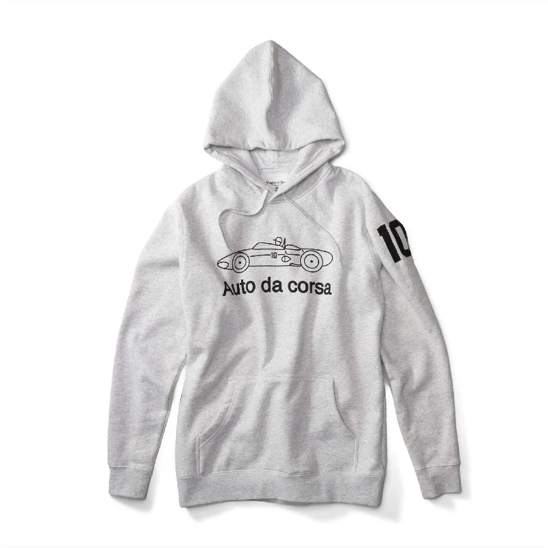 Women's - Uno Zero Auto da Corsa Heather White Pullover Hoodie Solo Sleeve Pullover