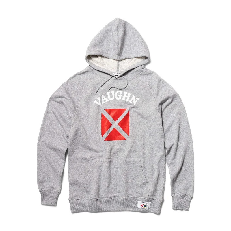 Women's - Voilier - Heather Grey V Nautical Flag Pullover Hoodie One Shoulder Top