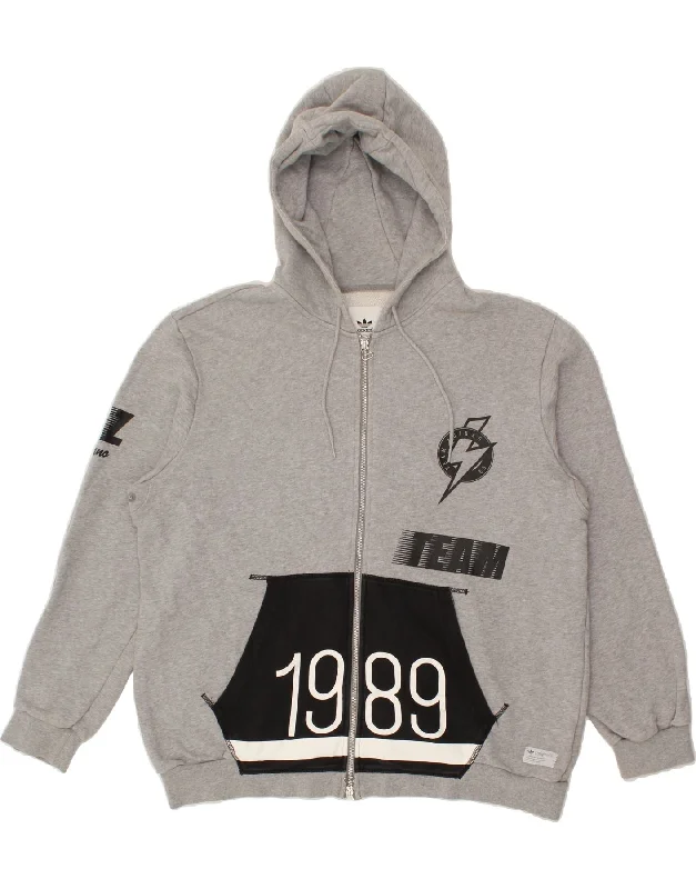 ADIDAS Mens Graphic Zip Hoodie Sweater XL Grey Cotton Slim Fit Regular Fit Oversized ADIDAS Mens Graphic Zip Hoodie Sweater XL Grey Cotton Slim Fit Regular Fit Oversized