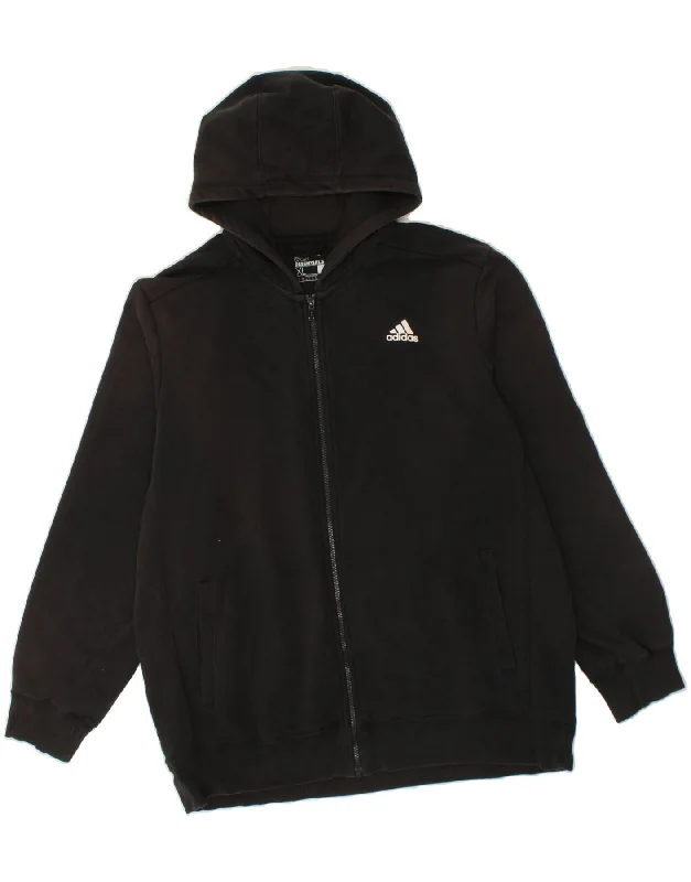 ADIDAS Mens Zip Hoodie Sweater XL Black Cotton Layered Multi-layer Single Layer