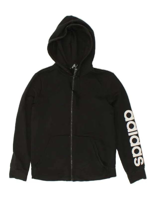 ADIDAS Womens Graphic Zip Hoodie Sweater UK 16/18 Large Black Cotton Boat Neck Shawl Collar Notched Collar ADIDAS Womens Graphic Zip Hoodie Sweater UK 16/18 Large Black Cotton Boat Neck Shawl Collar Notched Collar