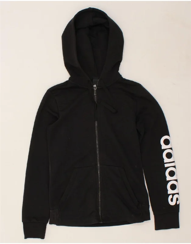 ADIDAS Womens Graphic Zip Hoodie Sweater UK 8/10 Small Black Cotton Spandex Blend Rayon Blend Denim Blend ADIDAS Womens Graphic Zip Hoodie Sweater UK 8/10 Small Black Cotton Spandex Blend Rayon Blend Denim Blend