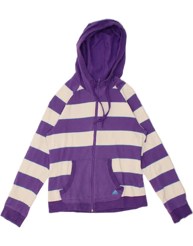 ADIDAS Womens Zip Hoodie Sweater UK 14 Medium Purple Striped Plaid Sweater Polka Dot Checkered ADIDAS Womens Zip Hoodie Sweater UK 14 Medium Purple Striped Plaid Sweater Polka Dot Checkered
