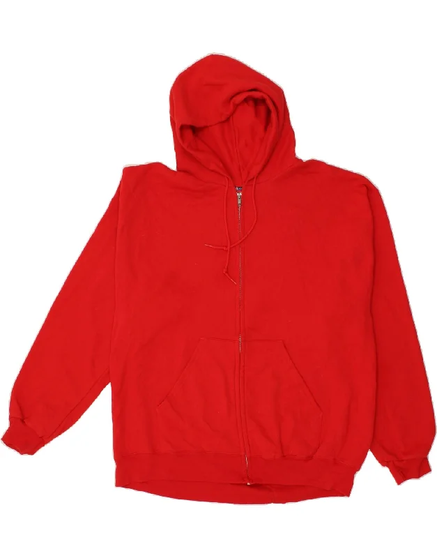CHAMPION Mens Zip Hoodie Sweater XL Red Cotton Terry Terry Cloth Terry Knit