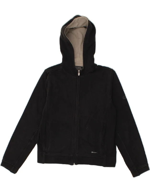 CHAMPION Womens Zip Hoodie Sweater UK 10 Small Black Slim Fit Regular Fit Oversized