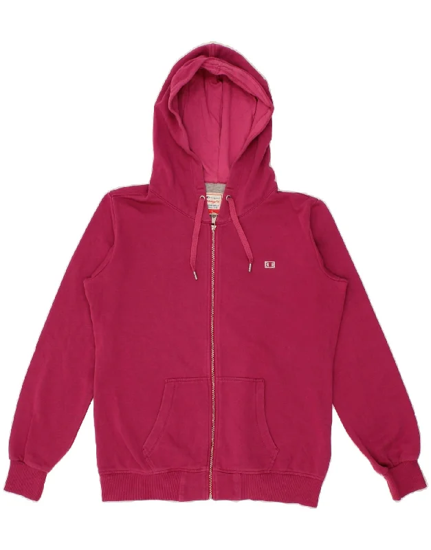 CHAMPION Womens Zip Hoodie Sweater UK 16 Large Pink Cotton Solid Color Striped Floral Print CHAMPION Womens Zip Hoodie Sweater UK 16 Large Pink Cotton Solid Color Striped Floral Print