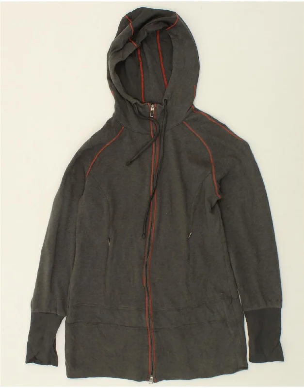 COLUMBIA Womens Zip Hoodie Sweater UK 10 Small Grey Cotton Oversized Loose Flowy