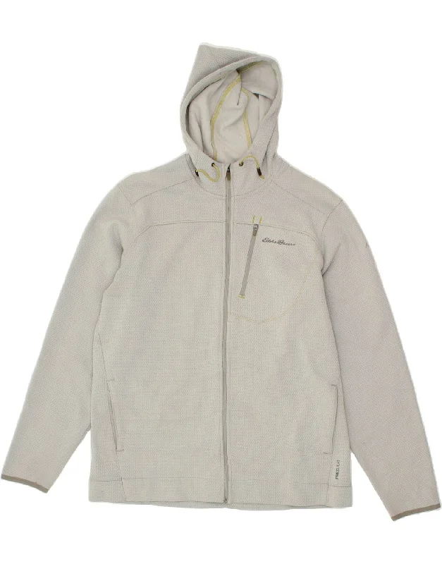 EDDIE BAUER Mens Zip Hoodie Sweater Large Grey Polyester Lightweight Heavyweight Midweight
