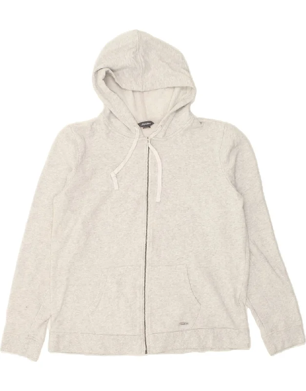 EDDIE BAUER Womens Zip Hoodie Sweater UK 16 Large Grey Cotton Elasticated Padded Insulated EDDIE BAUER Womens Zip Hoodie Sweater UK 16 Large Grey Cotton Elasticated Padded Insulated