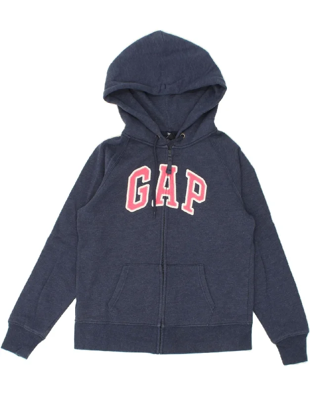 GAP Womens Graphic Zip Hoodie Sweater UK 14 Large Navy Blue Cotton Boat Neck Shawl Collar Notched Collar GAP Womens Graphic Zip Hoodie Sweater UK 14 Large Navy Blue Cotton Boat Neck Shawl Collar Notched Collar