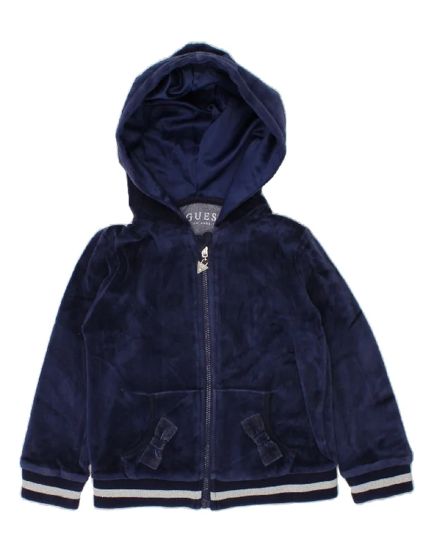 GUESS Girls Los Angeles Graphic Zip Hoodie Sweater 2-3 Years Navy Blue Seamless Knitted Crochet GUESS Girls Los Angeles Graphic Zip Hoodie Sweater 2-3 Years Navy Blue Seamless Knitted Crochet