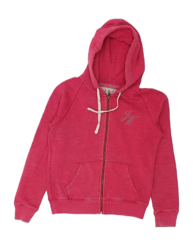 JACK WILLS Womens Zip Hoodie Sweater UK 10 Small  Pink Cotton Casual Formal Business