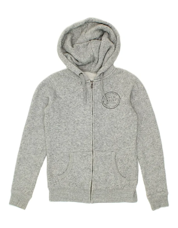JACK WILLS Womens Zip Hoodie Sweater UK 8 Small Grey Flecked Cotton Ribbed Striped Patterned JACK WILLS Womens Zip Hoodie Sweater UK 8 Small Grey Flecked Cotton Ribbed Striped Patterned