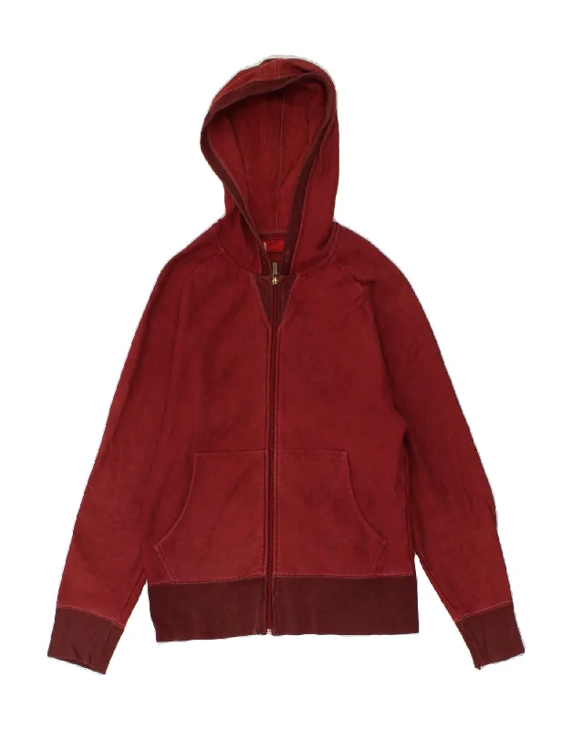 LEVI'S Womens Zip Hoodie Sweater UK 10 Small Burgundy Cotton Open Front Closed Front Wrap Front LEVI'S Womens Zip Hoodie Sweater UK 10 Small Burgundy Cotton Open Front Closed Front Wrap Front