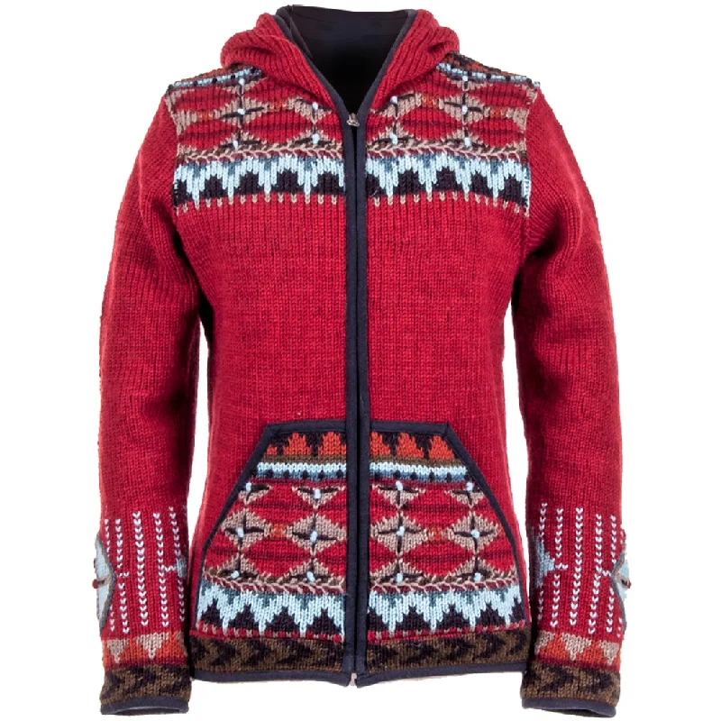 Lost Horizons Women's Red Dakotah Sweater Solid Print Embellished