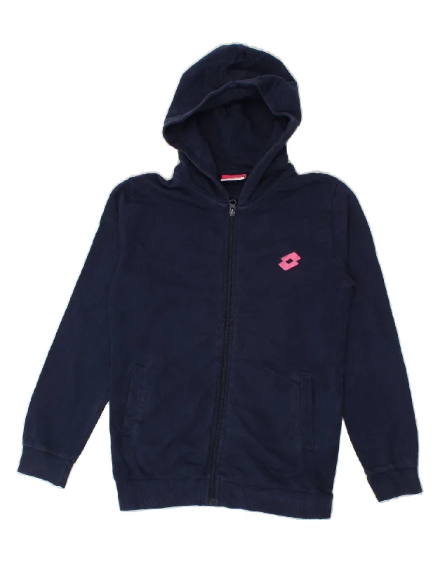 LOTTO Girls Zip Hoodie Sweater 11-12 Years Navy Blue Cotton Soft Cozy Warm